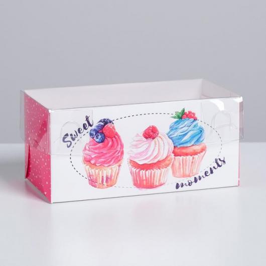 Коробка для капкейка Sweet moments, 16 х 8 х 7.5 см