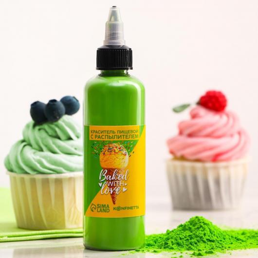 Краситель пищевой с распылителем Baked with love, зеленый, 50 г.