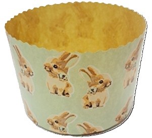 Форма бумажная для кулича d90, h90мм ПАСХАЛЬНЫЕ ЗАЙЧИКИ 250г